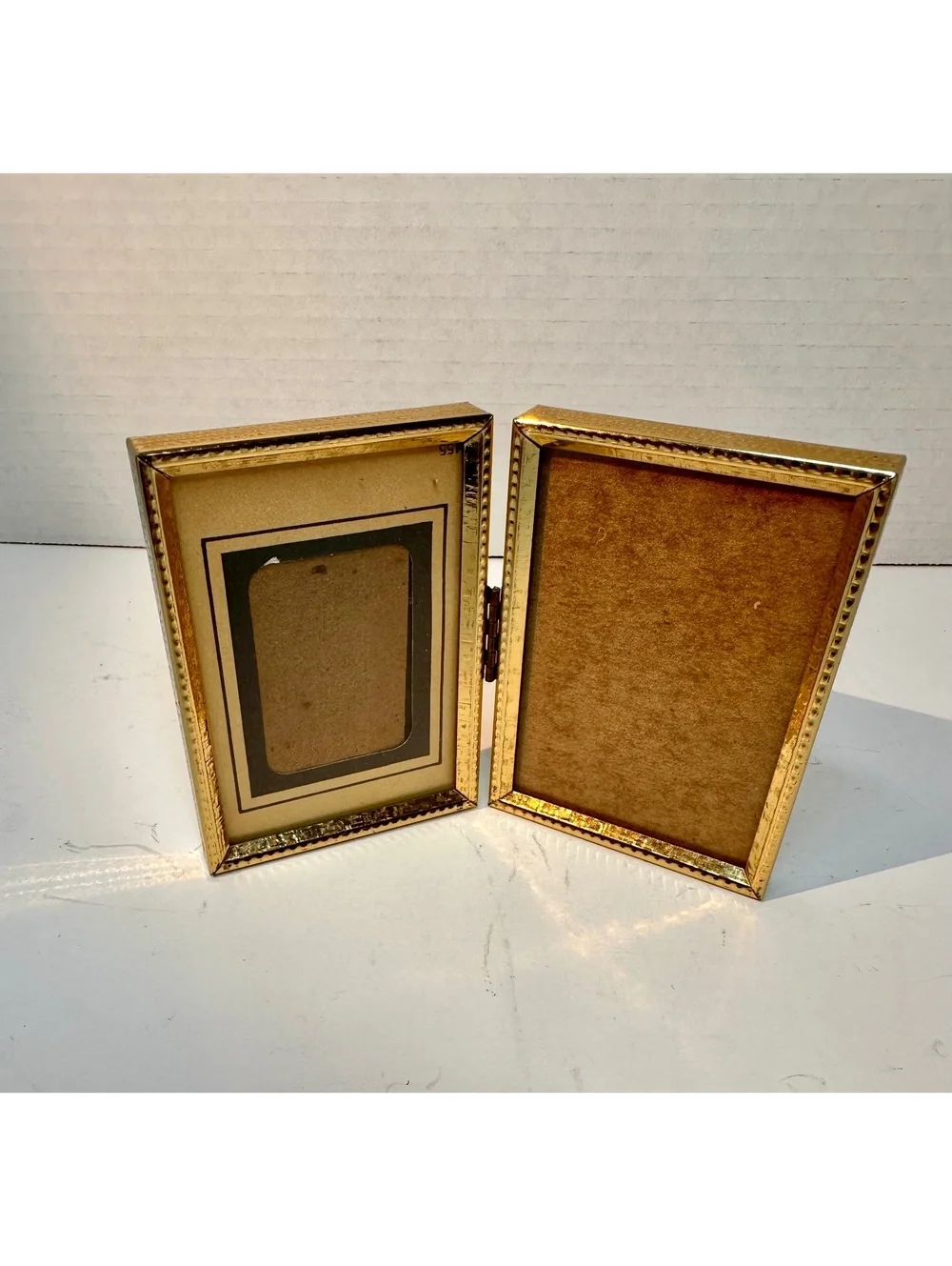 Vintage Gold-Tone Metal Bifold Hinged Photo Frame Small
